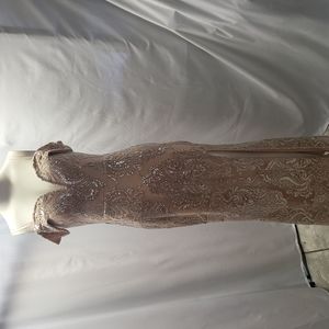 Jodi Kristopher blush/peach women formal long dress with sparkling size 3